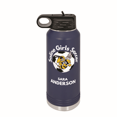 Saline Girls Soccer 32oz Blue Water Bottle
